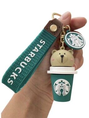 Starbucks Green Bear Cup Kids Keychain Wristlet